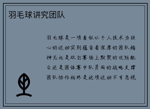 羽毛球讲究团队