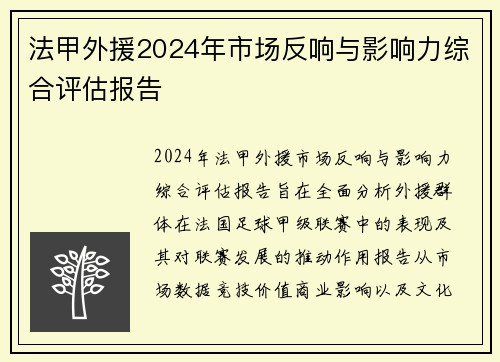 法甲外援2024年市场反响与影响力综合评估报告